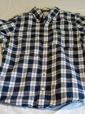 Abercrombie & Fitch Navy and White Plaid Button-Down Shirt